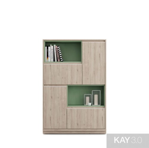 Aparador alto con dos huecos en color Verde té para libros o decoración