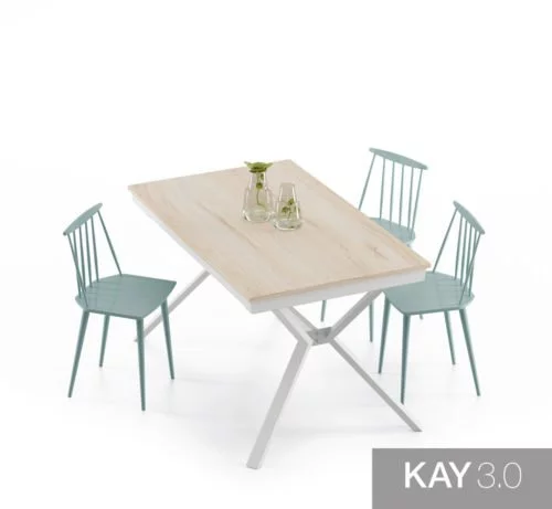 Mesa de comedor extensible modelo X con las patas en color Blanco