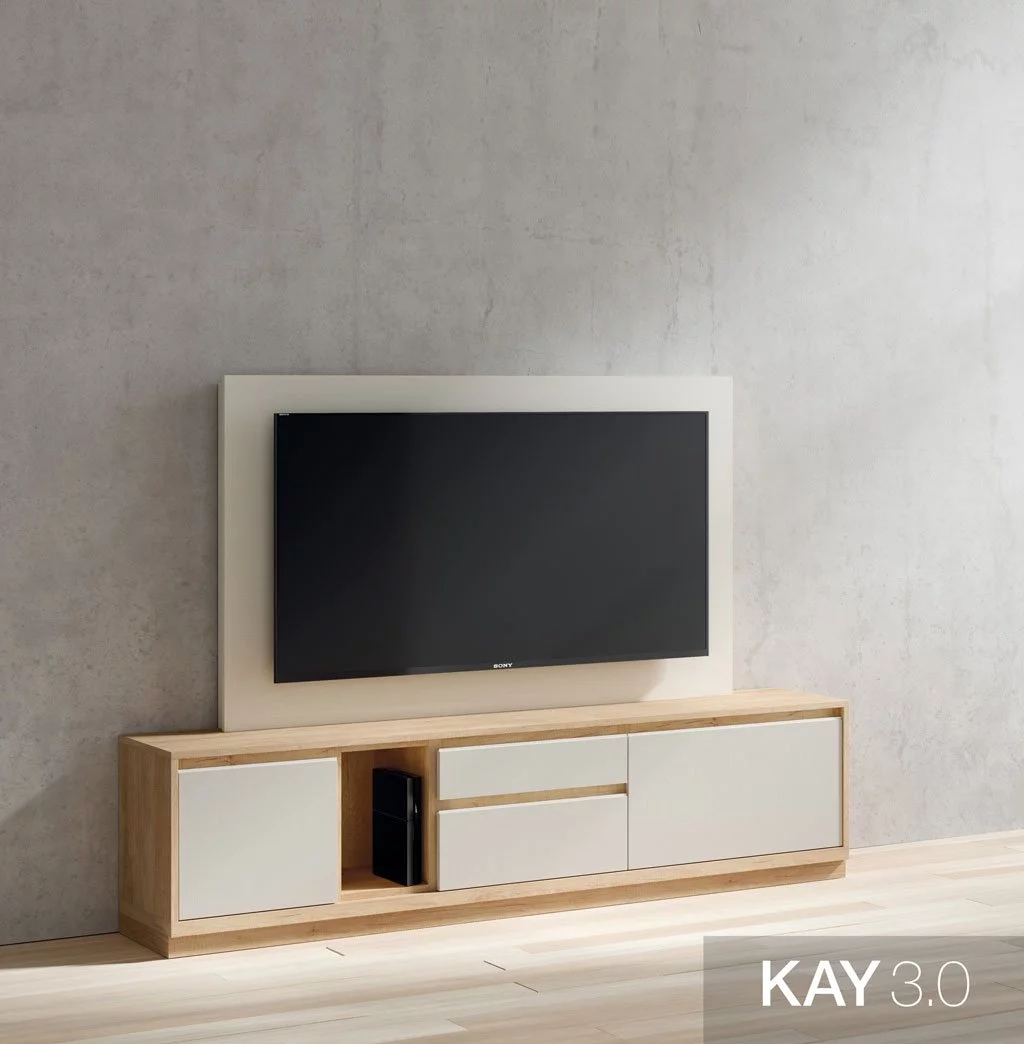 Mueble de televisión combinado en Teka y Blanco