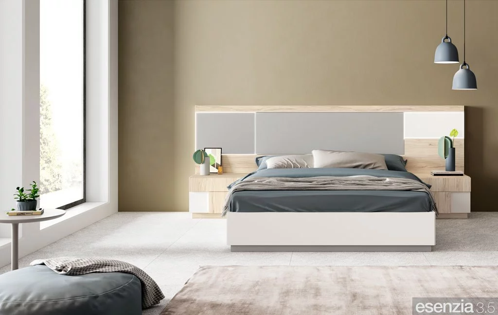 Dormitorio de matrimonio moderno con el cabezal de cama modelo Toronto
