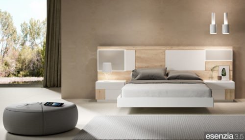 Dormitorio moderno con el aro de cama flotante modelo Vita
