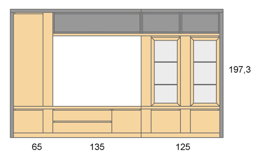 Medidas de la composición del salón bicolor D11