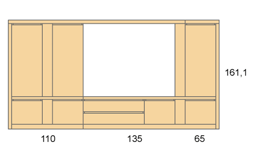 Medidas de la composición de salón comedor de altura media D28