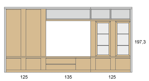 Medidas de la composición de muebles de salón compacta D20