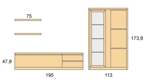 Medidas de una composición del salón minimalista D23