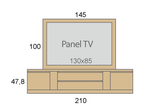Medidas de una composición sencilla con un mueble TV D32