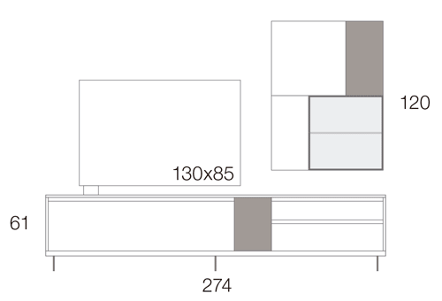 Medidas exteriores de los muebles para el salón con TV 12
