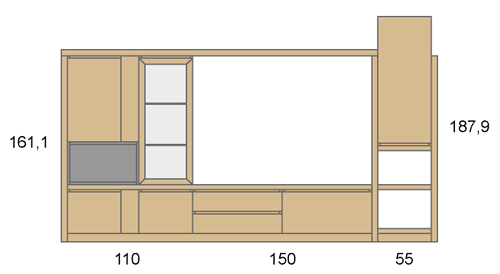 Medidas del mobiliario del salón comedor D05