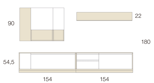 Medidas del mobiliario de salón de la composición 15
