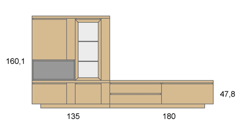 Medidas del mobiliario del salón con vitrina vertical D14