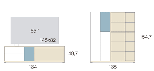 Medidas del mueble TV y la estanteria con el marco metálico 07