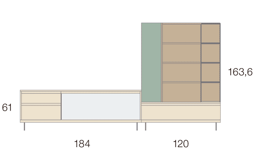 Medidas de los muebles de la composición del salón 02