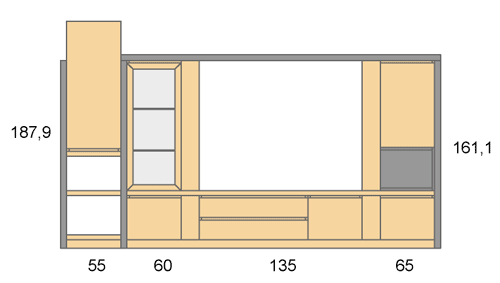 Medidas de los muebles del salón que combina dos colores D25
