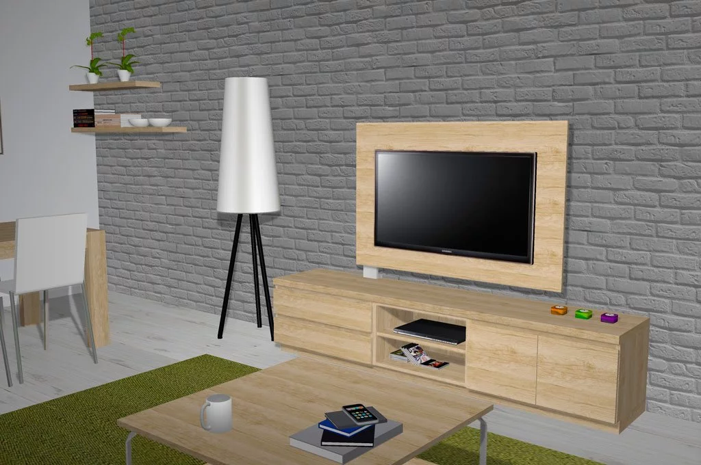 Mueble TV con un panel para la televisión giratorio