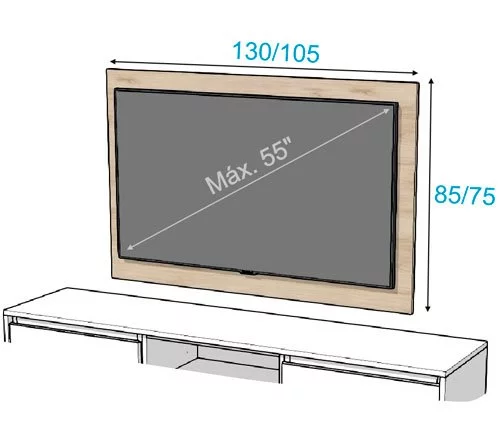 Las diferentes medidas que tiene el panel TV 115