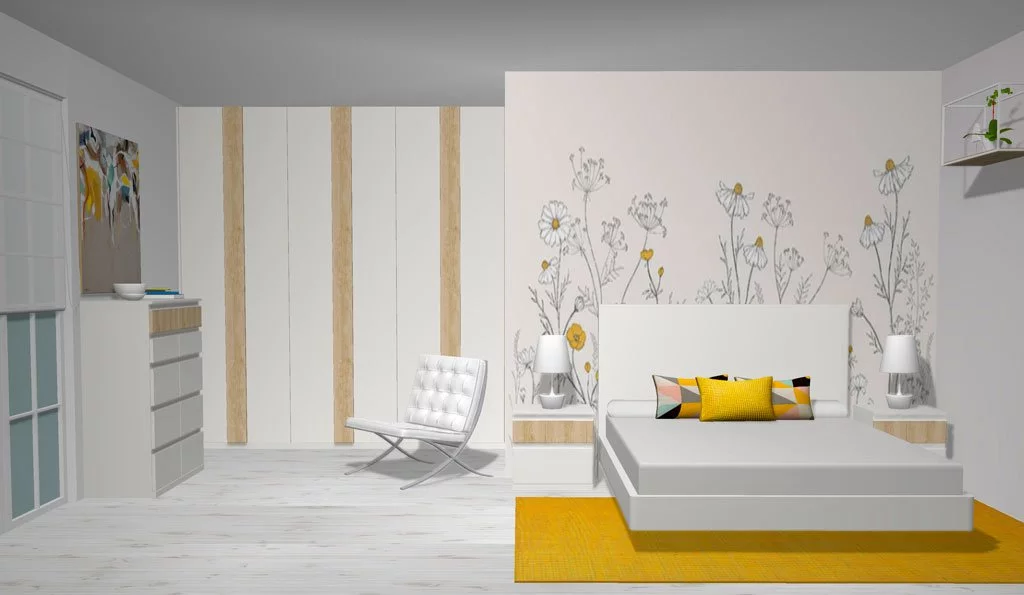 Muebles del dormitorio en color Blanco con detalles en Teka