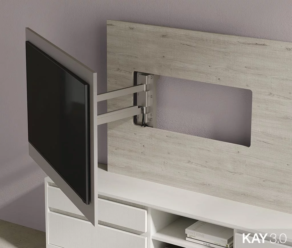 Panel TV giratorio modelo 105 de 165x100 cm abierto del catálogo KAY 3.0