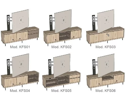 Diferentes muebles con el panel TV Free-standing
