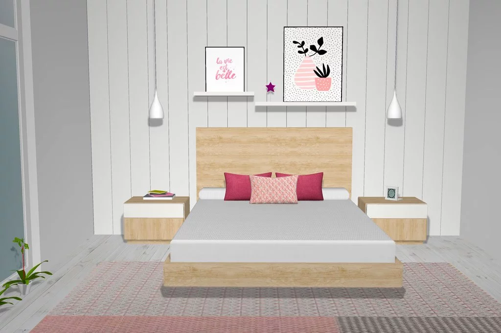 Cabezal cama sencillo en color Teka