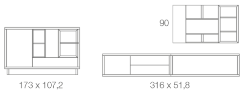 Medidas de la composición de salón A07