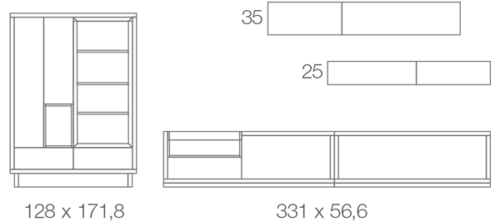 Medidas de la composición de salón A14