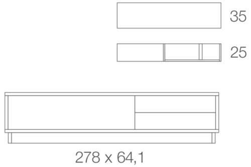 Medidas de la composición de salón A21