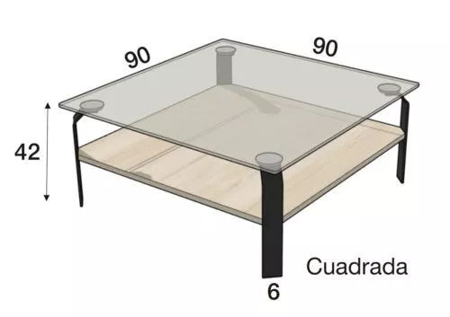 Medidas de la mesa de centro cuadrada modelo F
