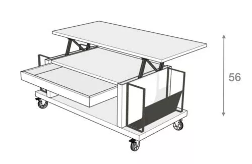 Medidas de la mesa de centro elevable con revistero abierta modelo R