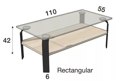 Medidas de la mesa de centro rectangular modelo F