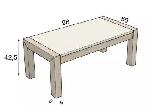 Medidas de la mesa de centro elevable modelo U cerrada