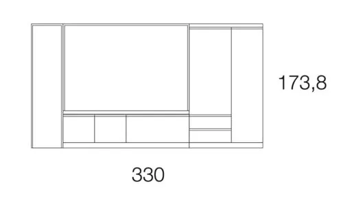 Medidas del mueble blanco luminoso con panel TV
